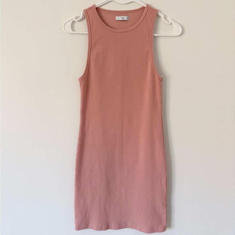 Aritizia TNA Salmon Ribbed Cotton Bodycon Brooke Mini Dress Size Small